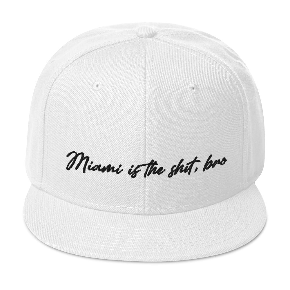 Miami is the Shit, Bro Adjustable White Baseball Cap for Men & Women