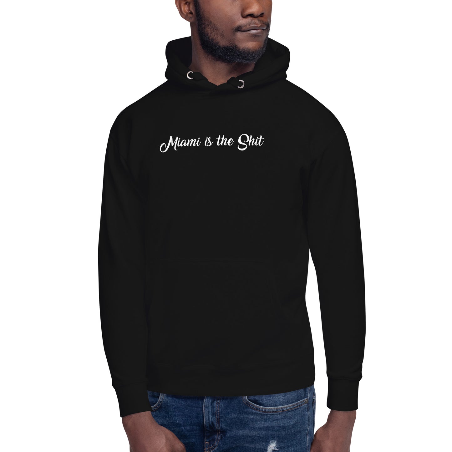 Miami is the Shit Cozy Lightweight Fleece Black/Gray Hoodie