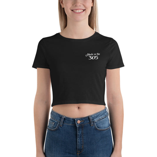 Made in the 305 Short Sleeve Round Neck Black Crop Top for Women