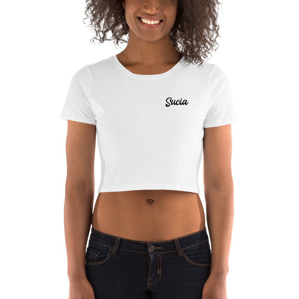 Sucia Short Sleeve Round Neck White Crop Top for Women Crop Tee